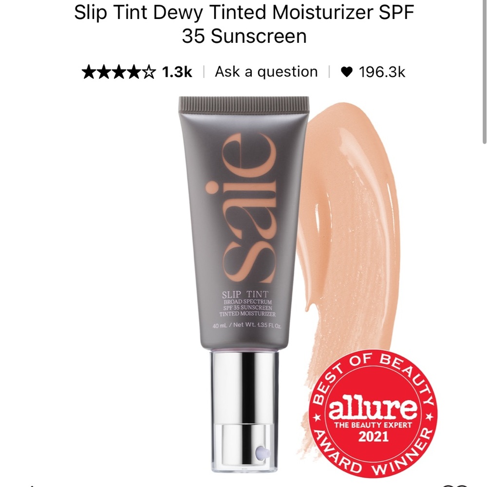 SAIE Slip Tint Dewy Tinted Moisturizer SPF
35 Sunscreen Shade Three + Half